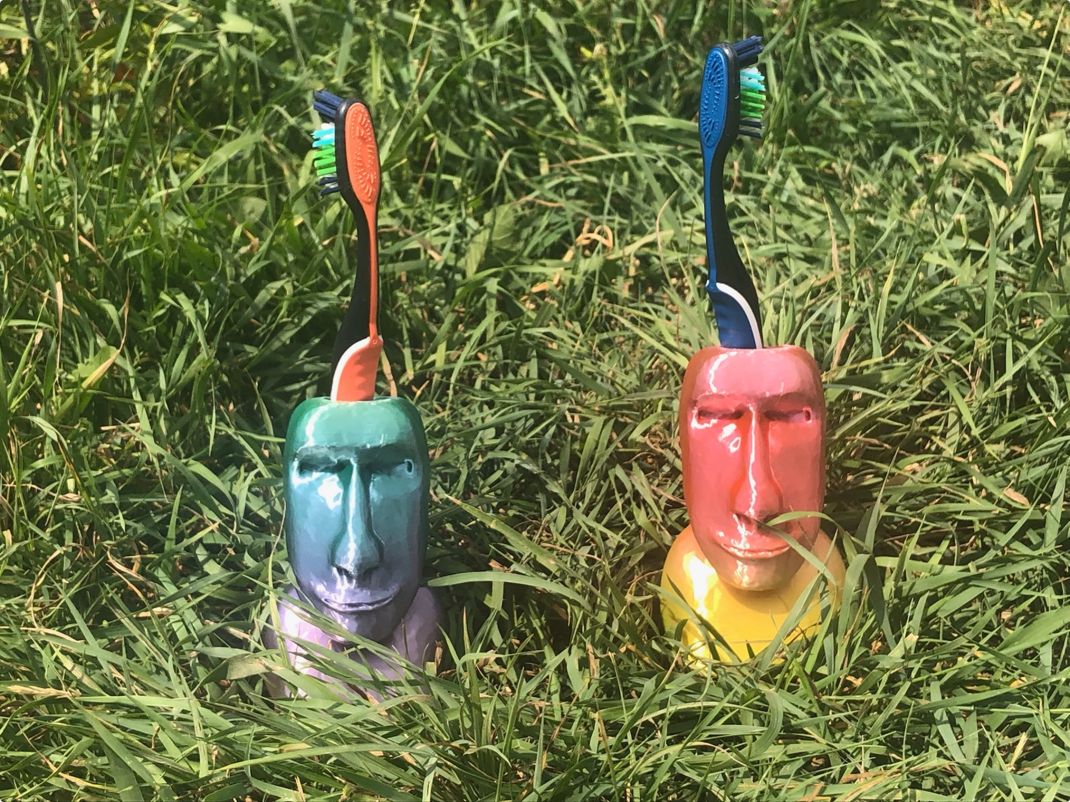 Easter Island rock stature toothbrush holder
